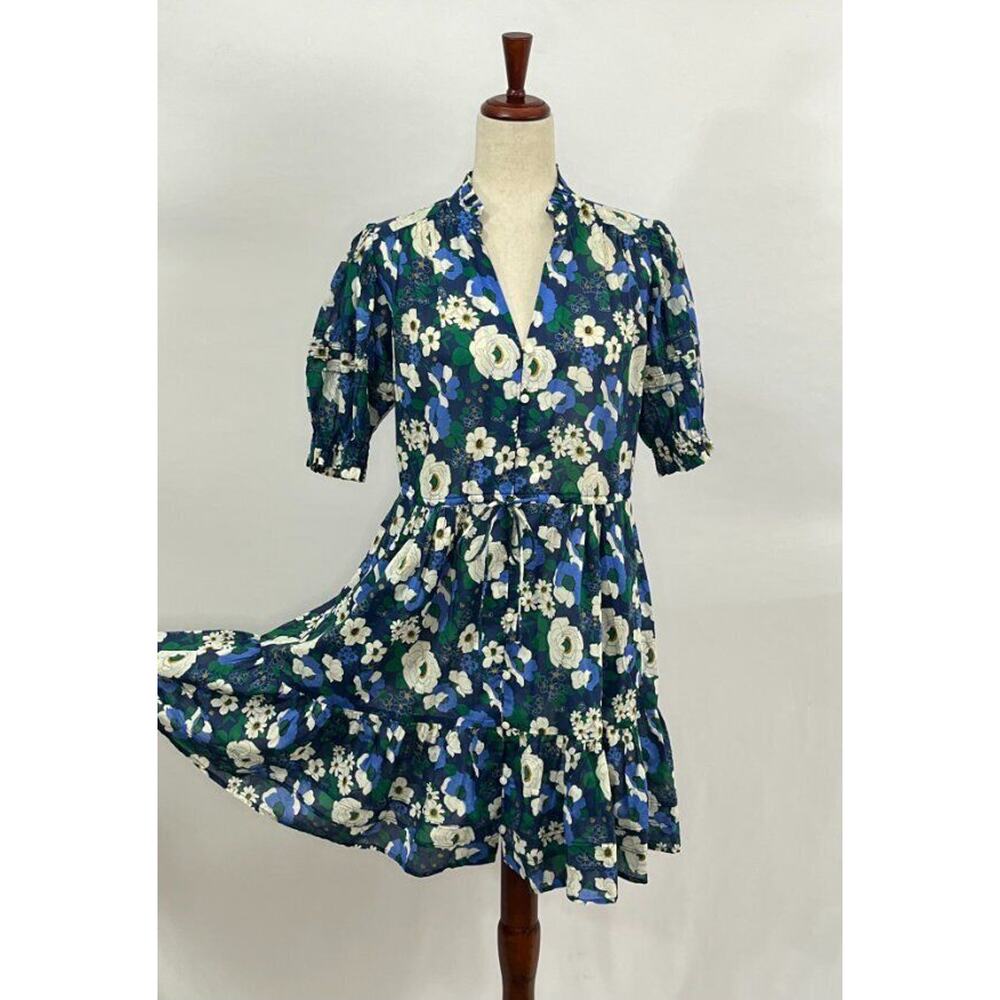 Trovata Blue Floral Mini Dress with White & Green Accents - Picture 8 of 14